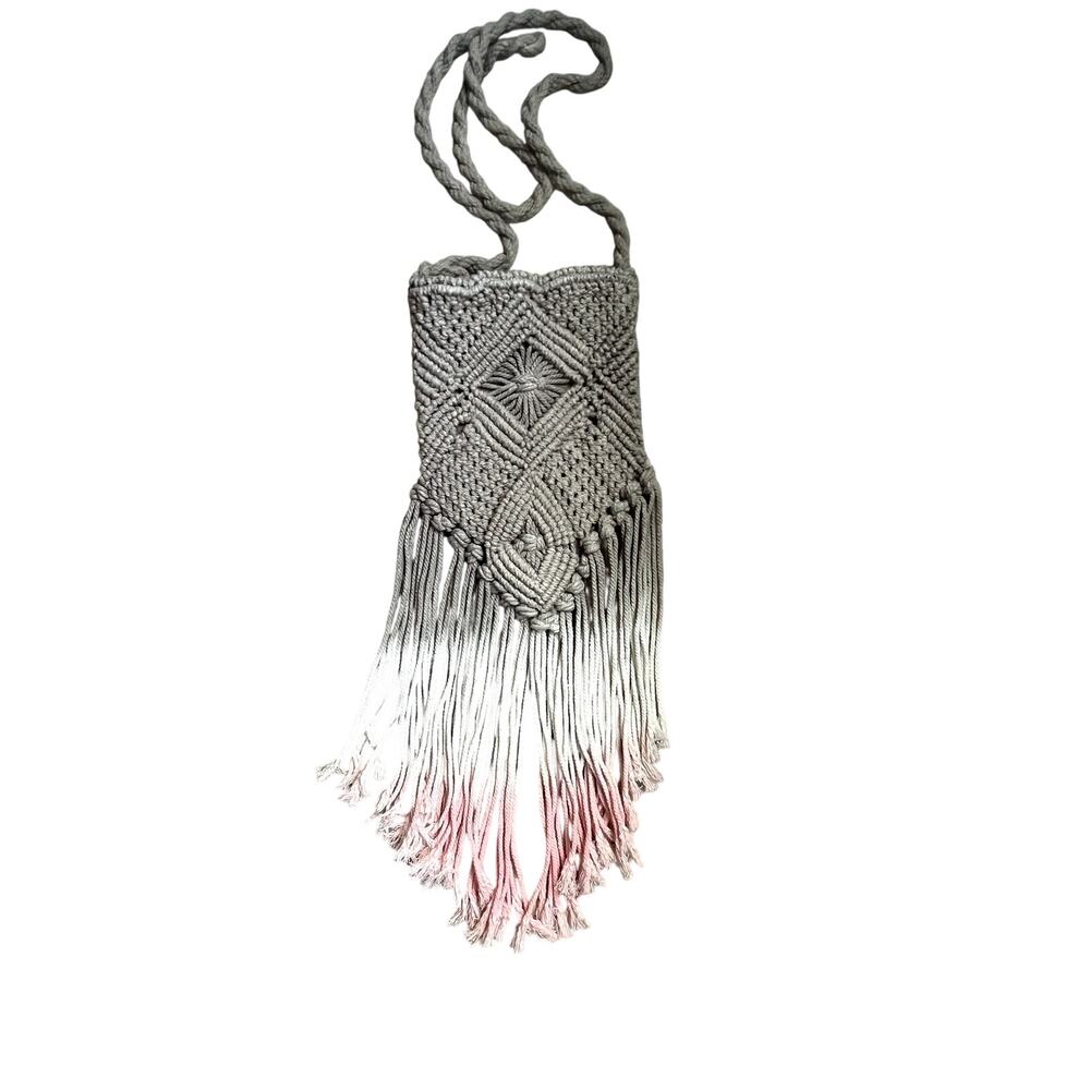 Pura Vida Festival  Bohemian Macrame Crossbody Bag with Ombre Fringe